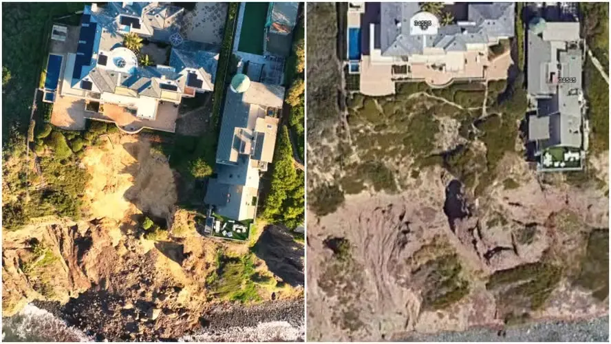 Veja antes e depois de penhasco que desabou a poucos metros de casas milionárias