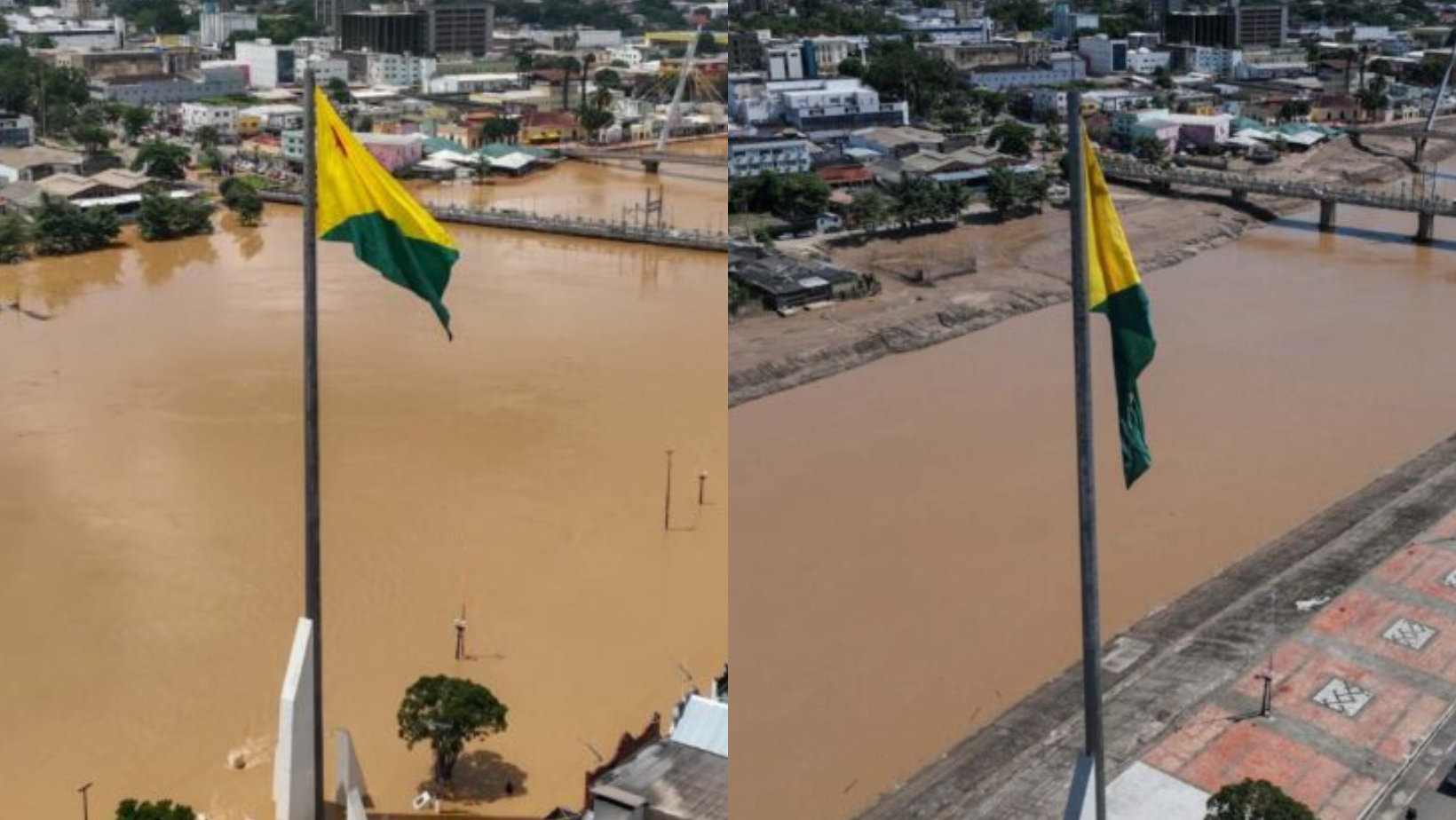 Fotos mostram antes e depois de Rio Branco após segunda maior enchente da história; veja