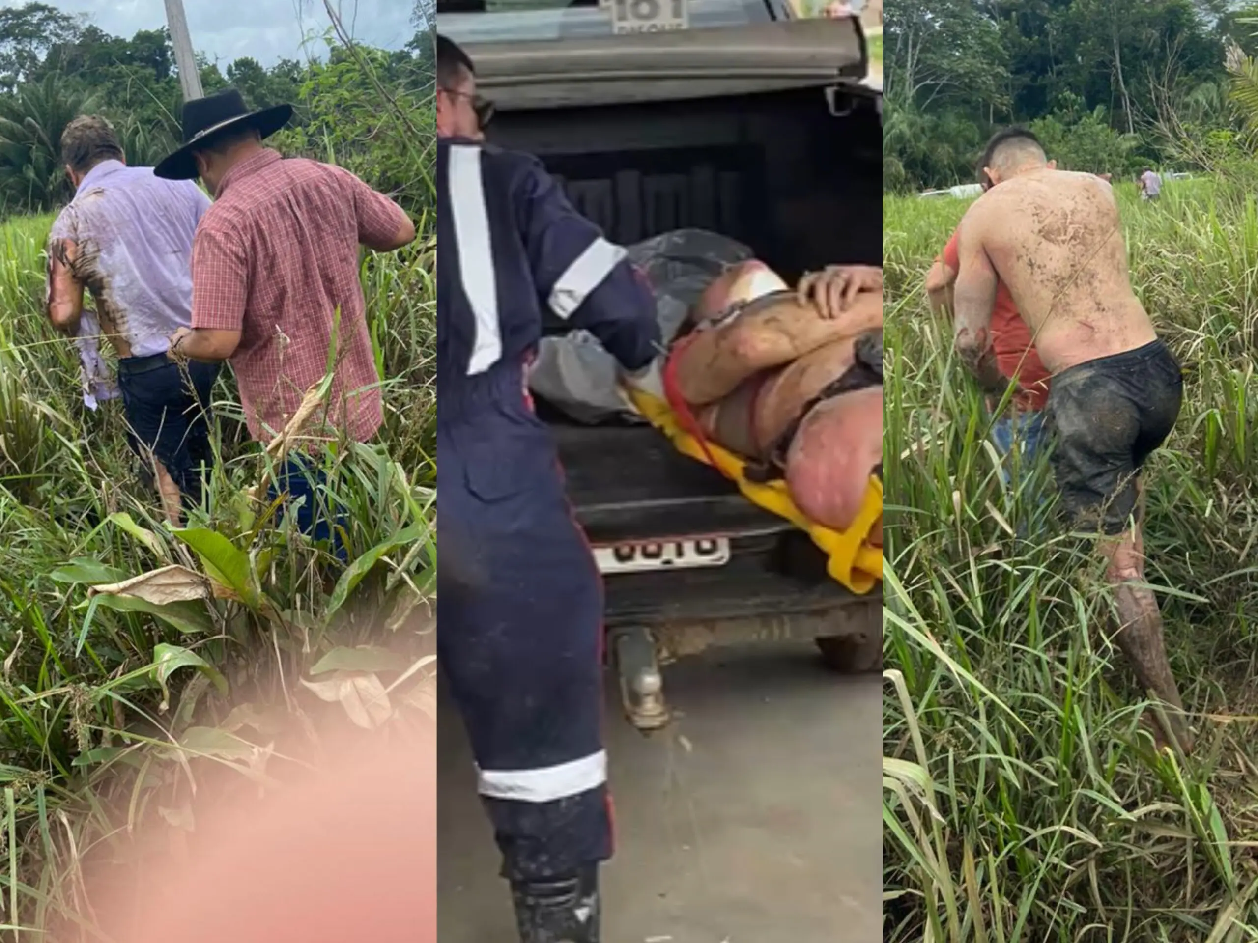 Imagens mostram sobreviventes de queda de avião sendo resgatados com corpos queimados