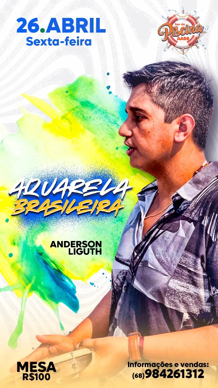 Aquarela Brasileira: cantor Anderson Liguth realiza shows em Rio Branco; veja valores