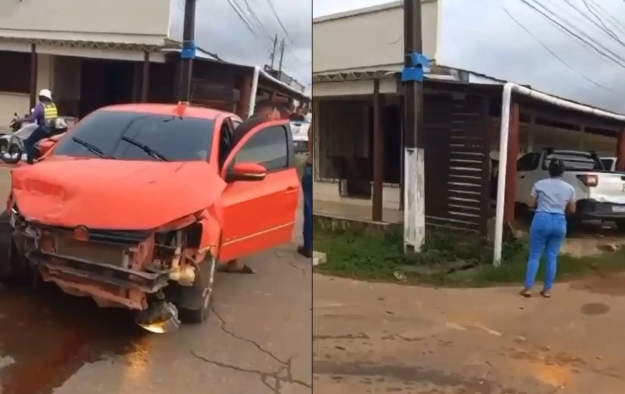 VÍDEO: carro vai parar dentro de lanche durante acidente após motorista cruzar preferencial