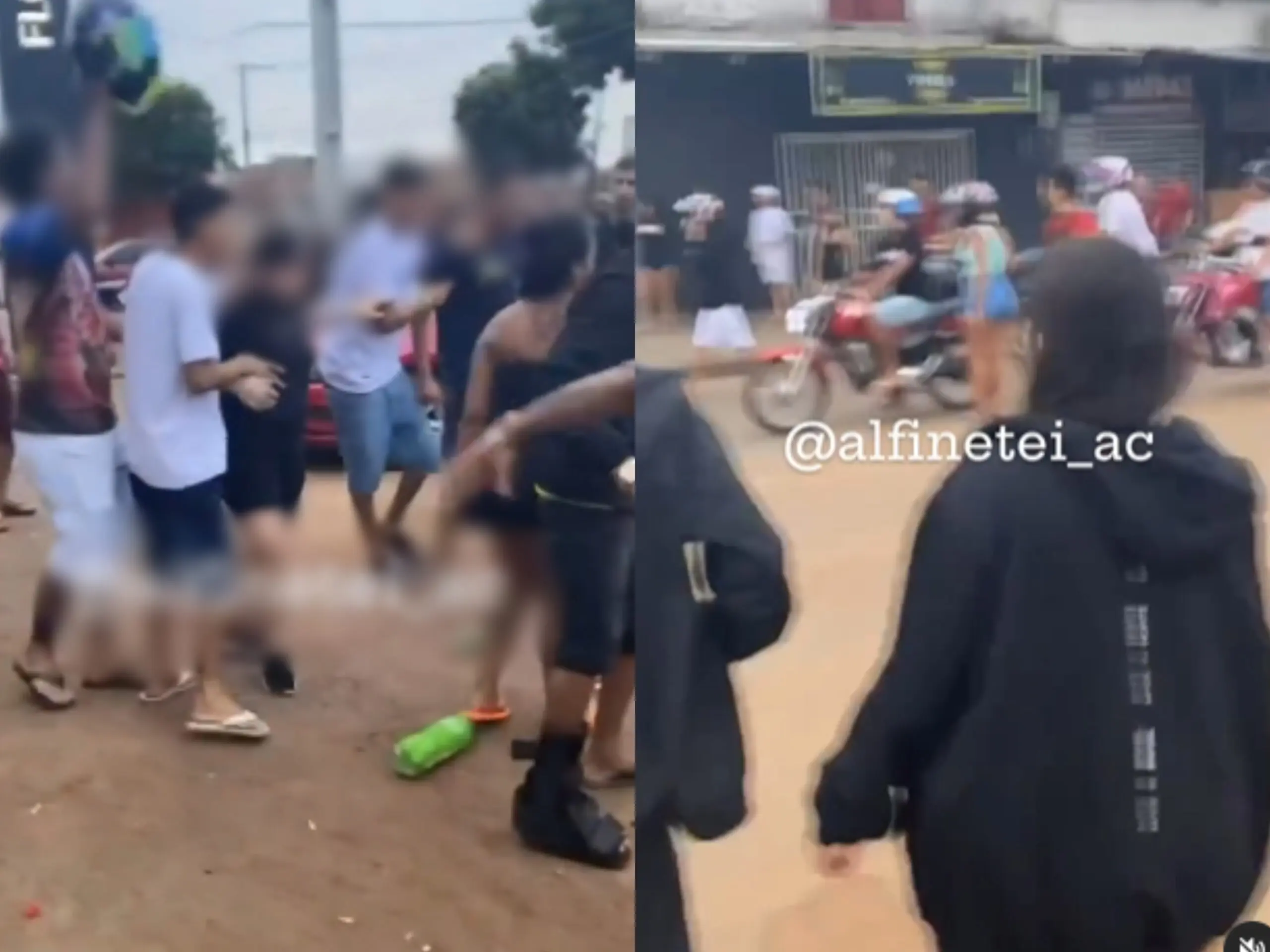 Vídeo mostra briga generalizada em rua agitada de Rio Branco; homem fica coberto por sangue