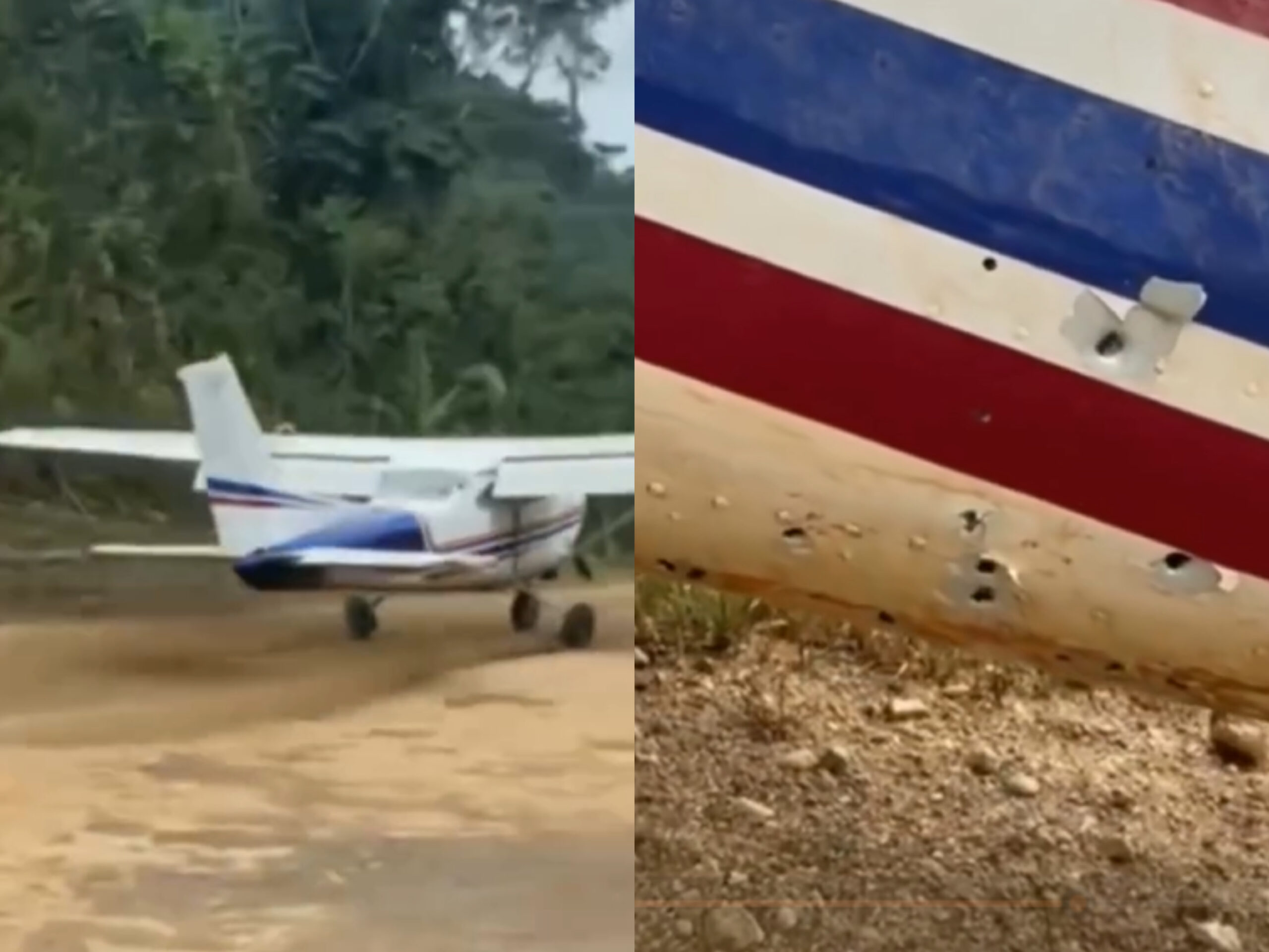 Vídeo mostra avião perfurado por balas pousando em pista clandestina; confira
