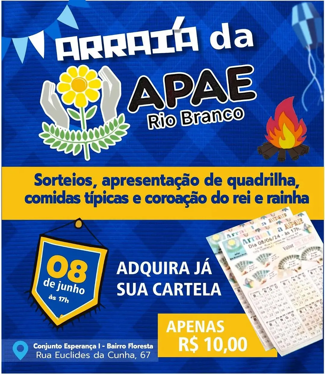 Apae promove arraial com entrada gratuita neste sábado, em Rio Branco; confira
