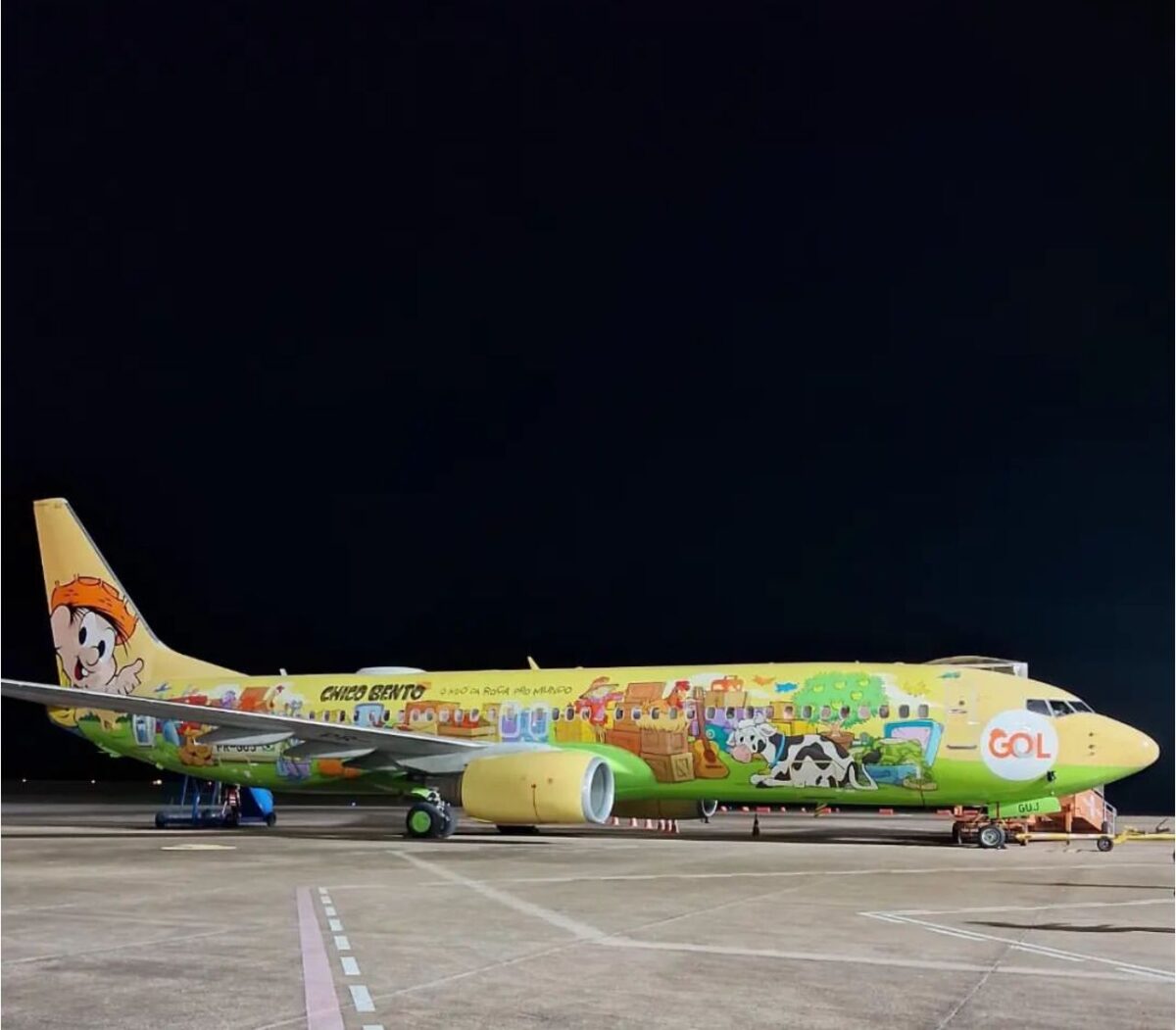 Avião do Chico Bento chega a Rio Branco com poltronas e teto personalizados; VEJA VÍDEO