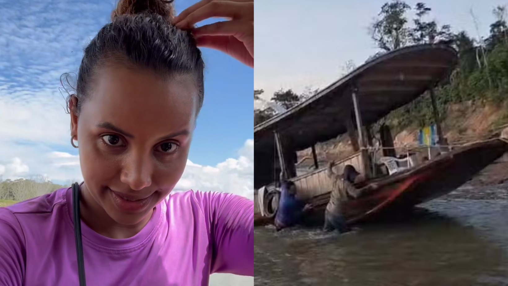 Durante gravação de filme, barco com ex-BBB Gleici Damasceno encalha em rio do interior do Acre