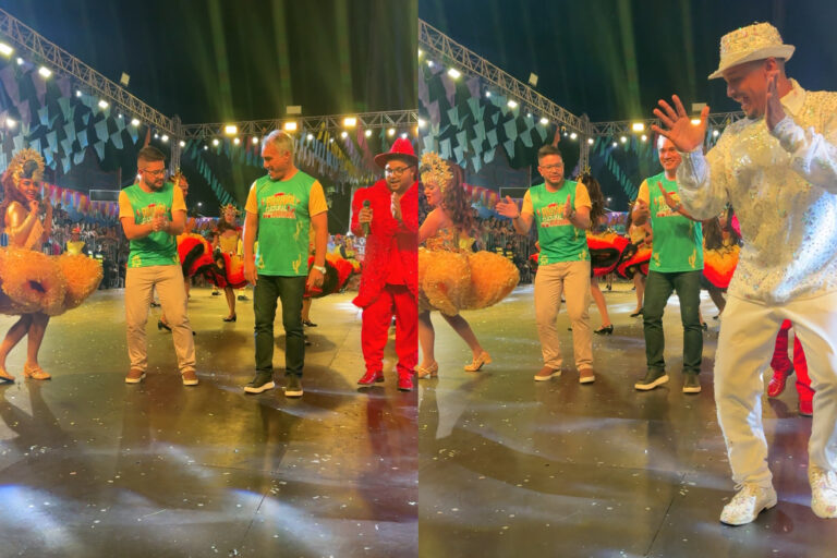 VÍDEO: ao lado de Minoru, Gladson dança quadrilha no encerramento do Arraial Cultural