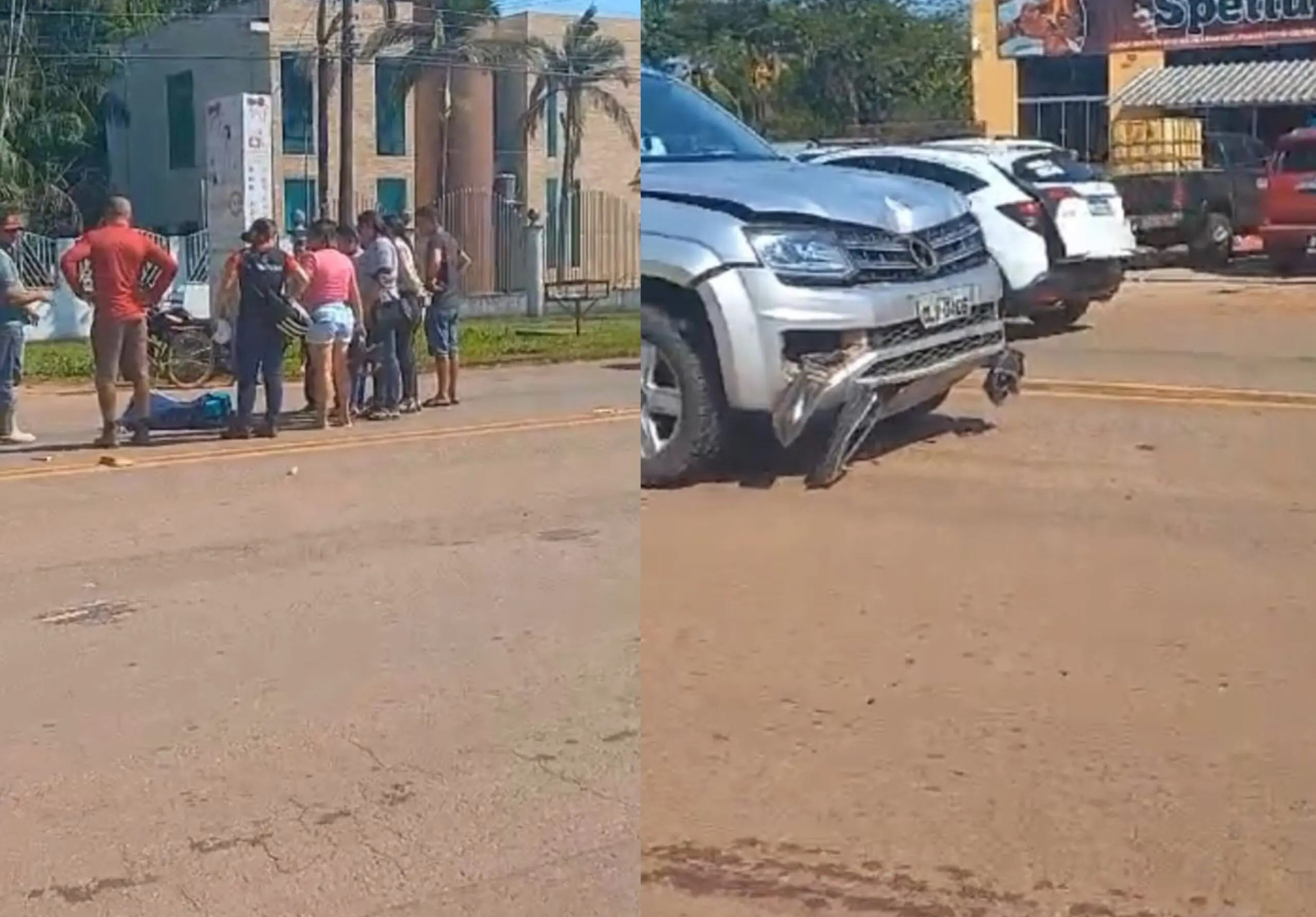 Ciclista é atropelado por caminhonete, arremessado por vários metros e fica desacordado; VÍDEO