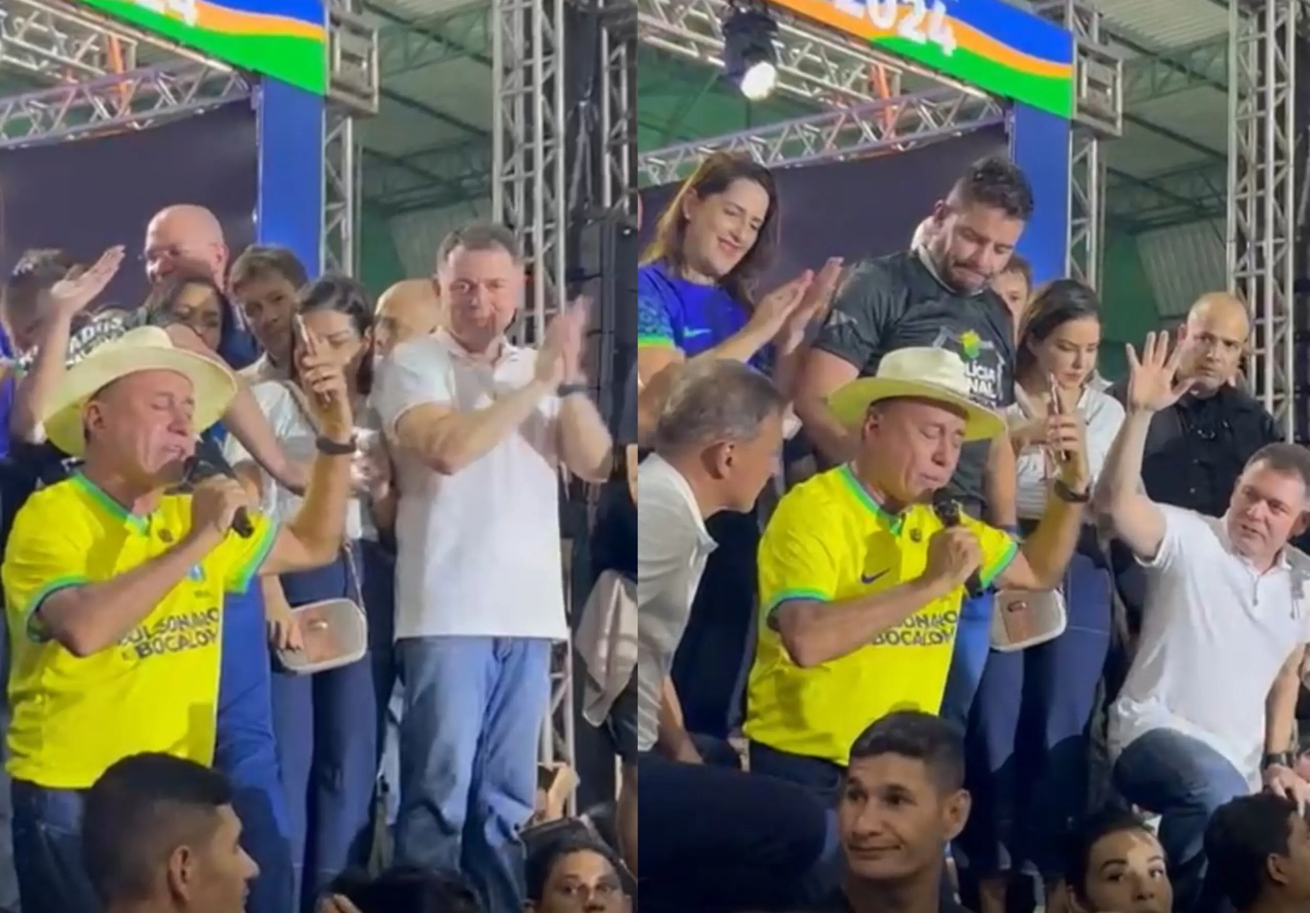 Durante convenção, Bocalom se ajoelha, pede votos e diz que vai ganhar no 1º turno