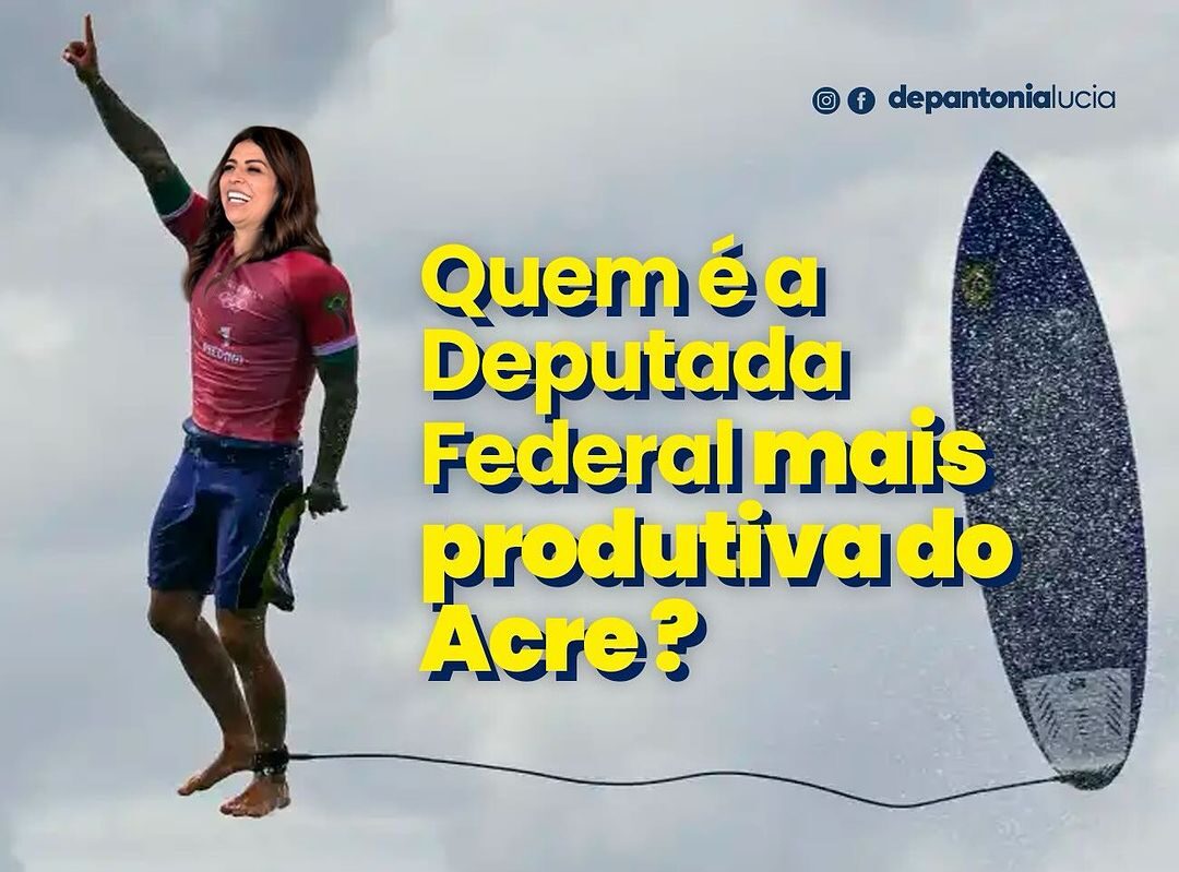 Antônia Lucia entra na trend de foto de Medina: “Quem é a deputada federal mais produtiva do Acre?”