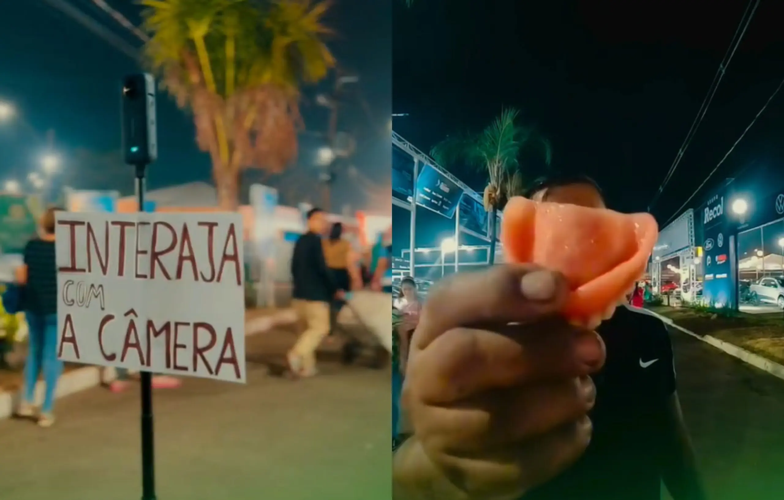“Interaja com a câmera”: homem mostra dentadura durante ação na Expoacre e vídeo viraliza
