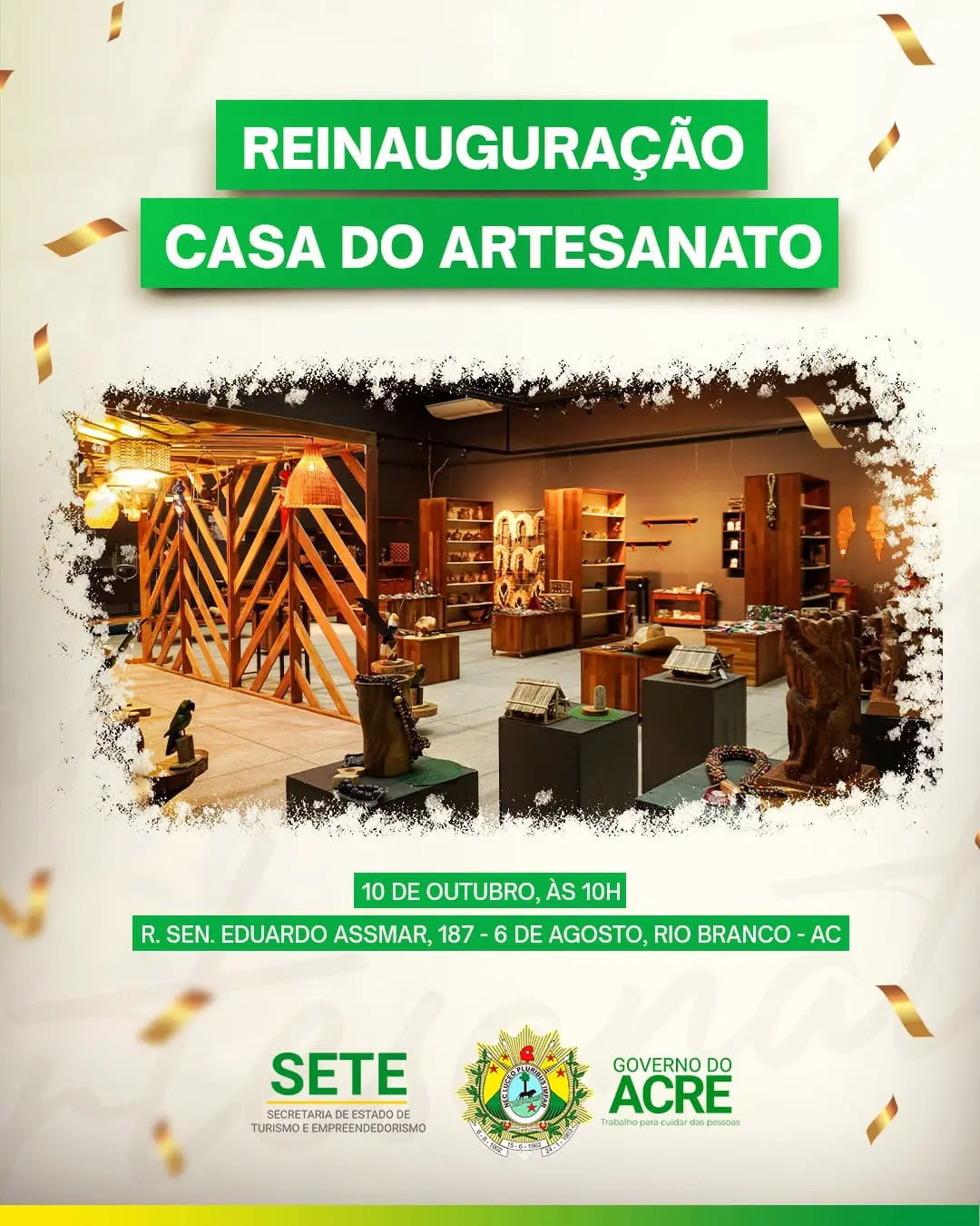 Casa do Artesanato Acreano reinaugura em novo endereço na próxima quinta, em Rio Branco