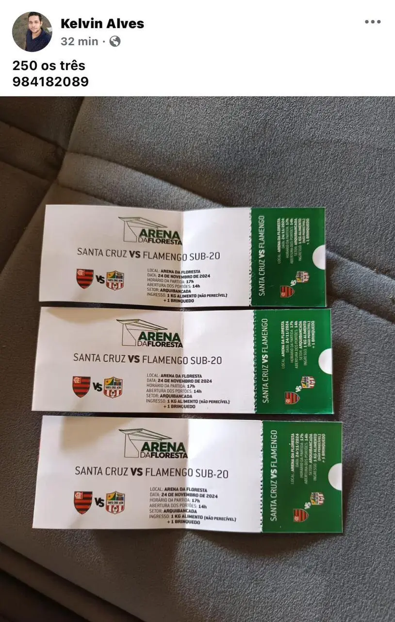 Cambistas vendem ingressos para jogo na Arena da Floresta por valores de até R$ 250