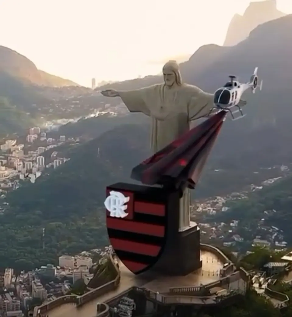 Com vitória do Flamengo contra Atlético, vídeo com o símbolo do time em frente ao Cristo Redentor viraliza