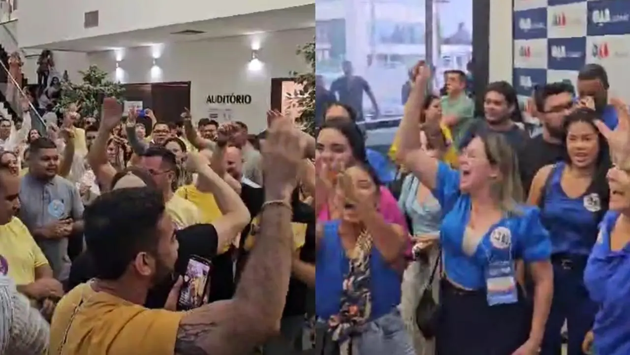 Após urnas fecharem, apoiadores gritam os nomes dos candidatos na OAB; ASSISTA