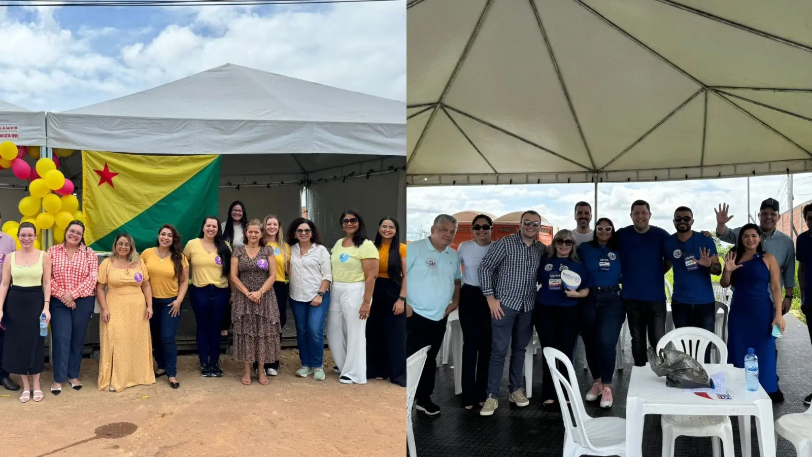 Apoiadores de Rodrigo Aiache e Marina Balandi montam tendas próximo à OAB no dia das eleições