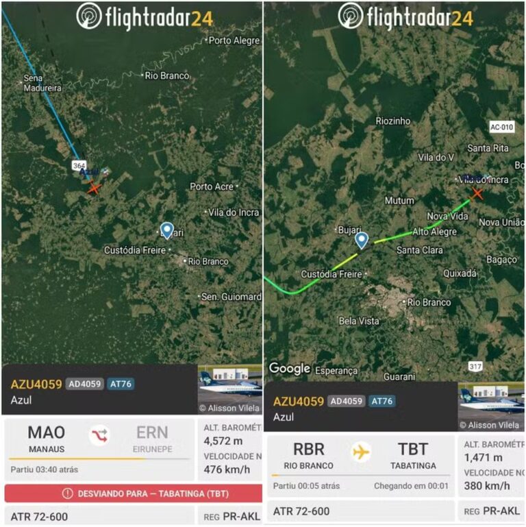 Voo de Manaus para Eirunepé faz desvio e pousa em Rio Branco devido a chuvas