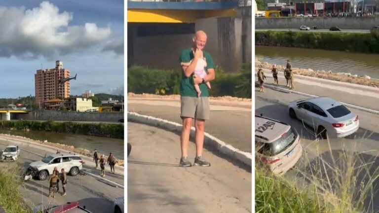 Abraço de pai em filha comove após família escapar de acidente; veja
