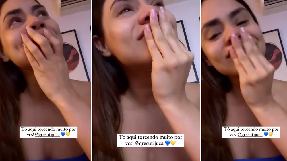 Lexa se emociona ao assistir ao desfile da Unidos da Tijuca
