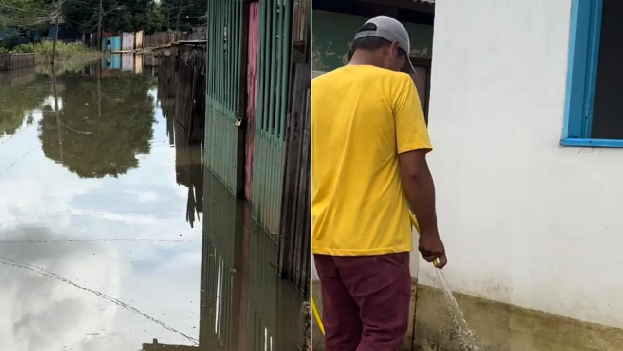 Com vazante do Rio Acre, moradores começam a lidar com o caos da lama e mau cheiro