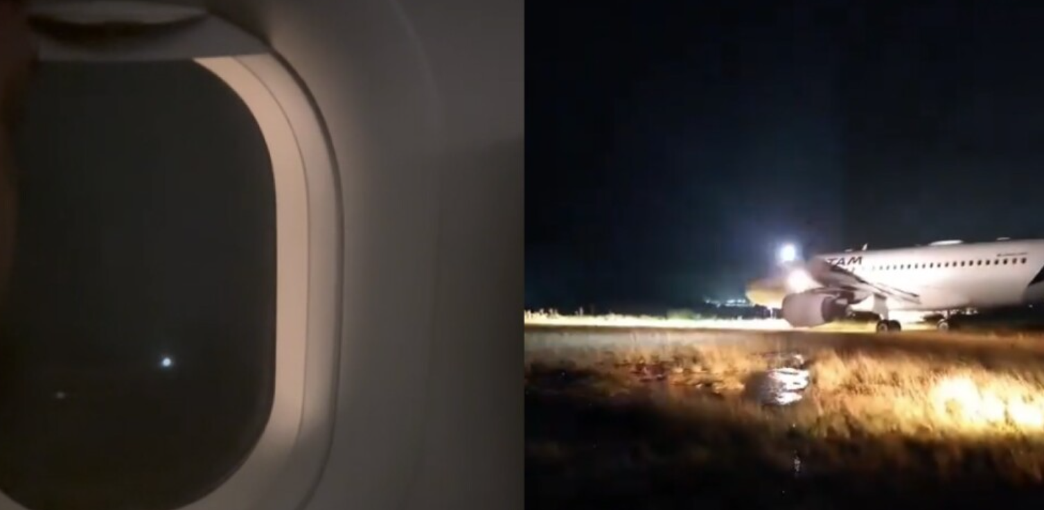 Vídeo: passageiro registra apreensão durante pouso de avião que saiu da pista em Chapecó