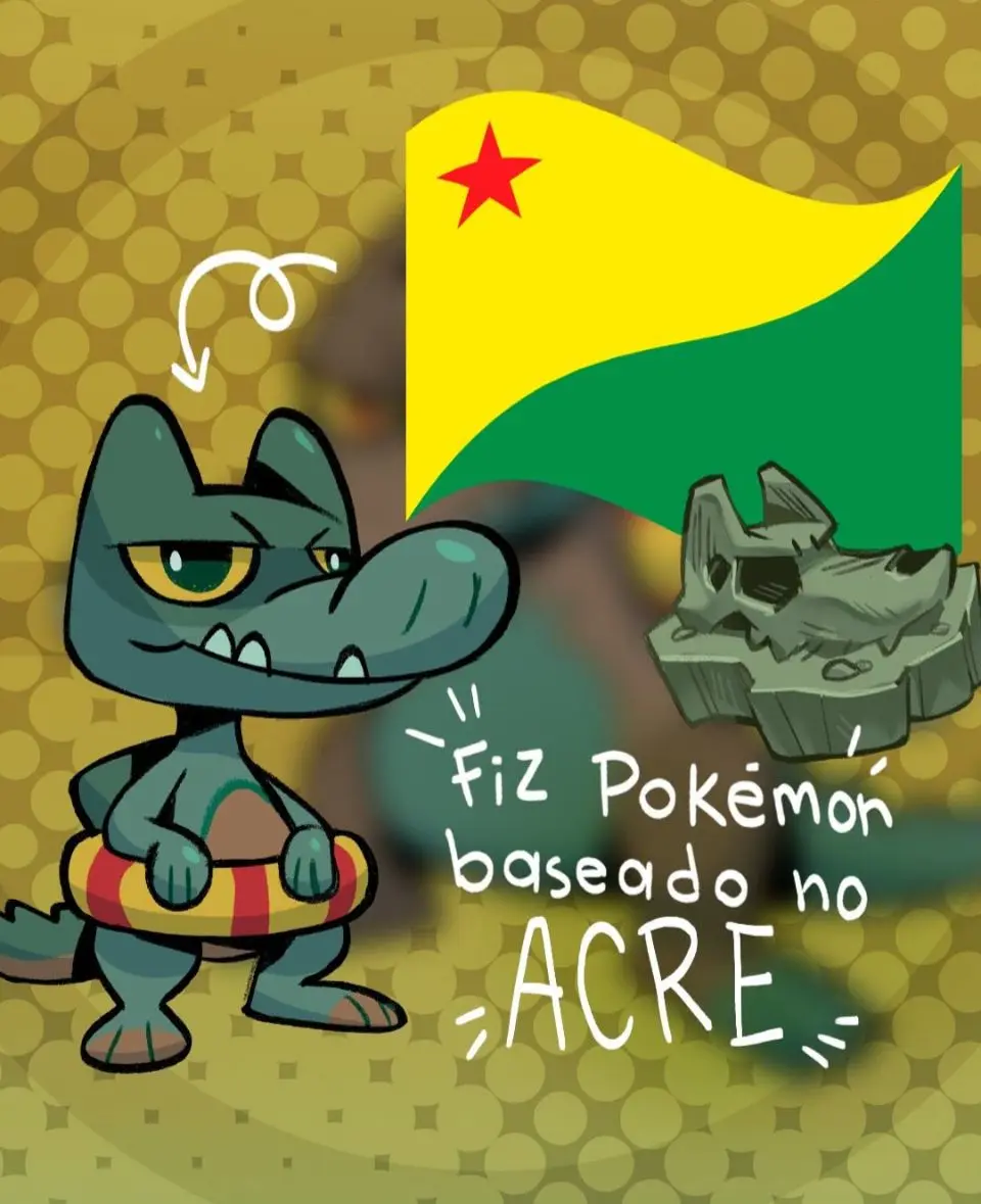 Artista cria Pokémons inspirados em estados brasileiros; veja o do Acre em homenagem a jacaré extinto