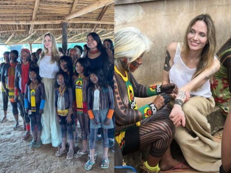 Angelina Jolie surpreende ao aparecer em aldeia indígena no Brasil