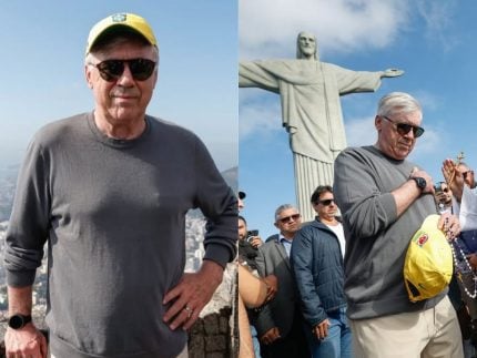 novo-tecnico-da-selecao,-carlo-ancelotti-recebe-bencao-no-cristo-redentor