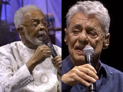 Gilberto Gil recebe Chico Buarque em show no Rio de Janeiro e surpreende a plateia