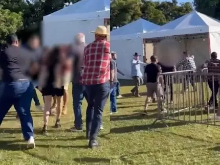 Vídeo mostra pai sendo agredido após atacar criança em festa junina no DF. Confira!