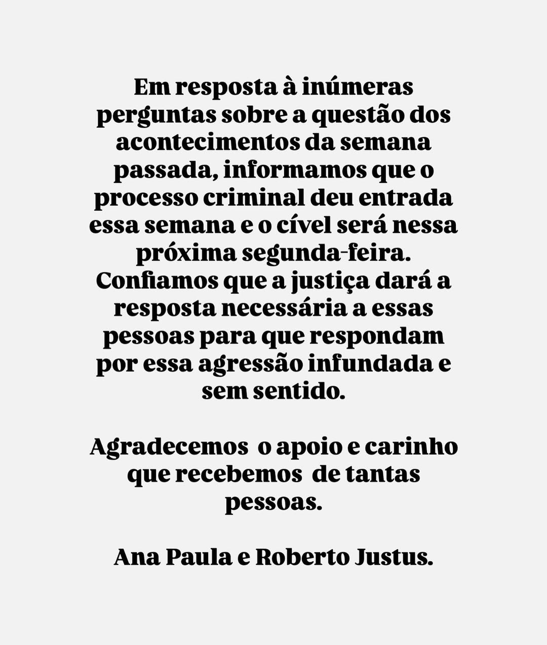 Roberto Justus e Ana Paula Siebert movem ação na justiça após filha ser alvo de ataques