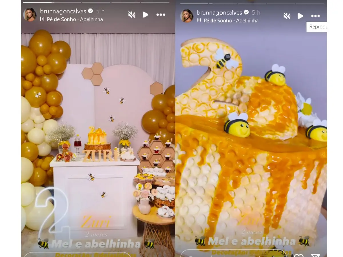 “Abelhinha”: Ludmilla e Brunna Gonçalves comemoram 2 meses de Zuri com festa temática