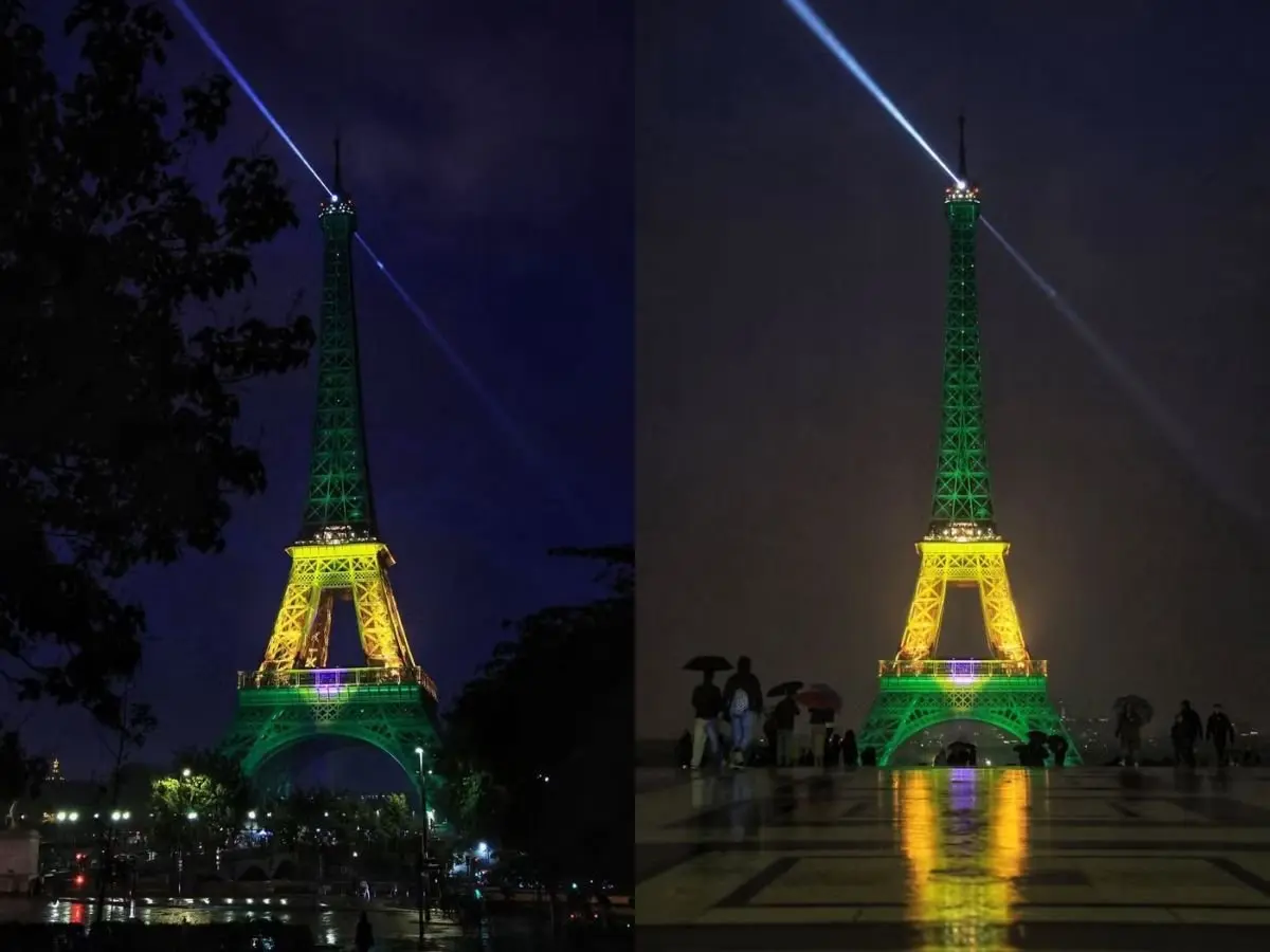 Brasil é homenageado com show de luzes na Torre Eiffel