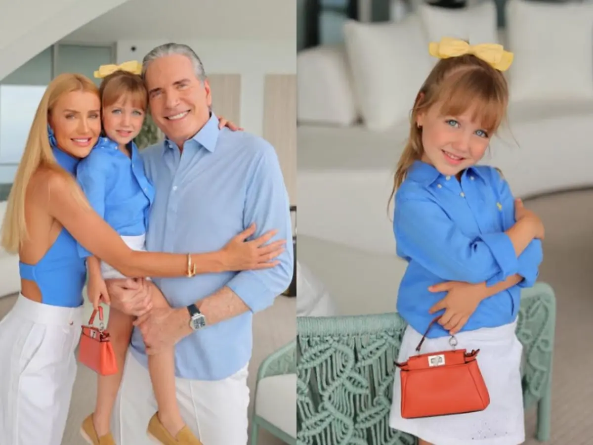 Vicky, filha de Roberto Justus e Ana Paula Siebert, prova gafanhoto e impressiona a mãe