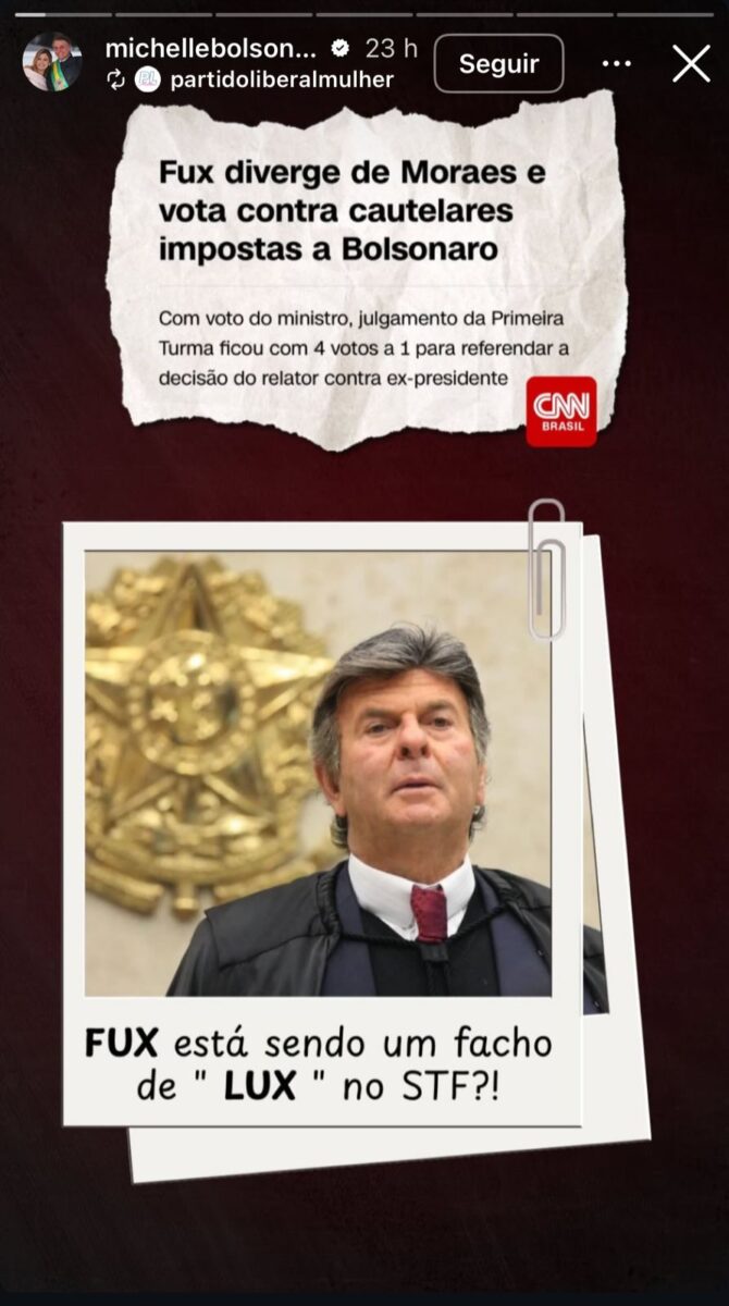 michelle-elogia-fux-apos-voto-contra-restricoes-de-bolsonaro:-“facho-de-luz”
