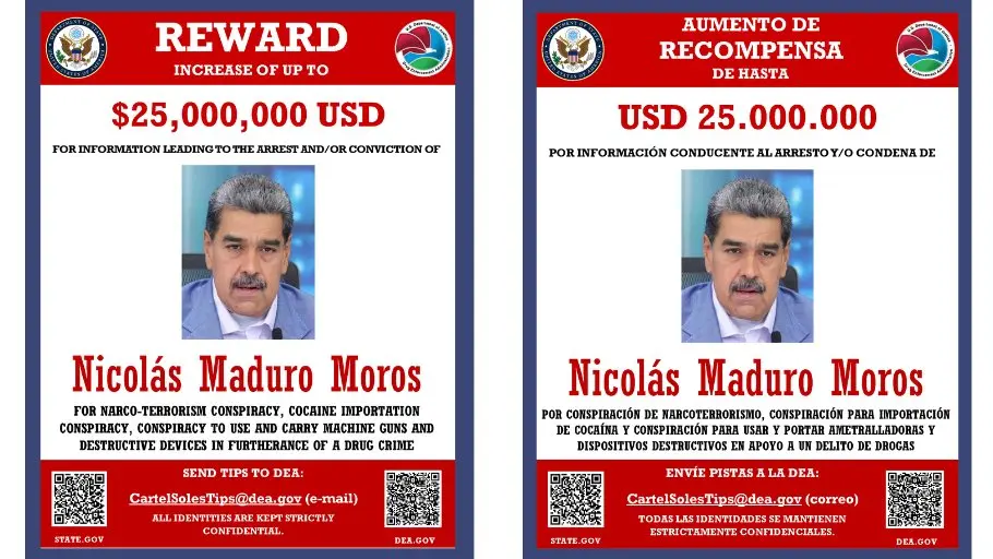 EUA oferecem recompensa de US$ 25 mi que leve à prisão de Nicolás Maduro