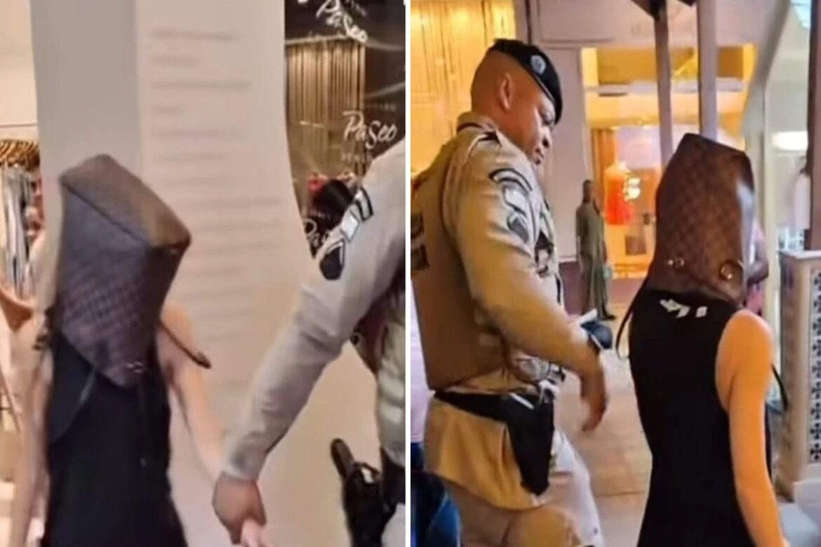 influencer-cobre-cabeca-com-bolsa-apos-ser-presa-por-furto-em-shopping