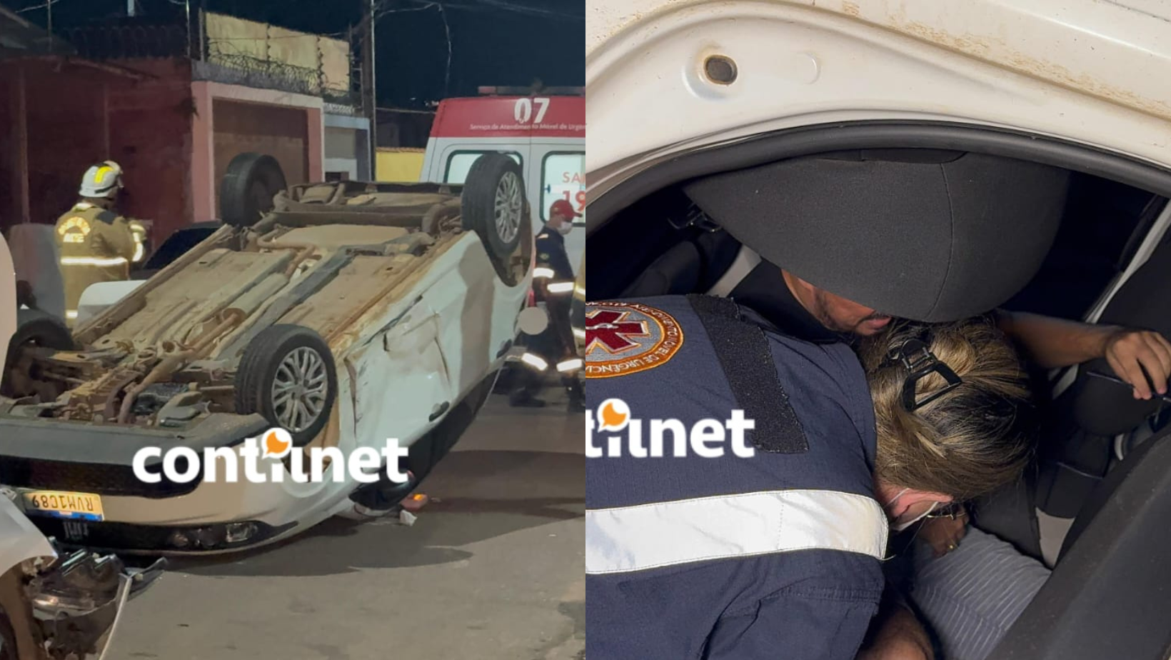 Carro capota e motorista é socorrido após colisão violenta em avenida movimentada de Rio Branco