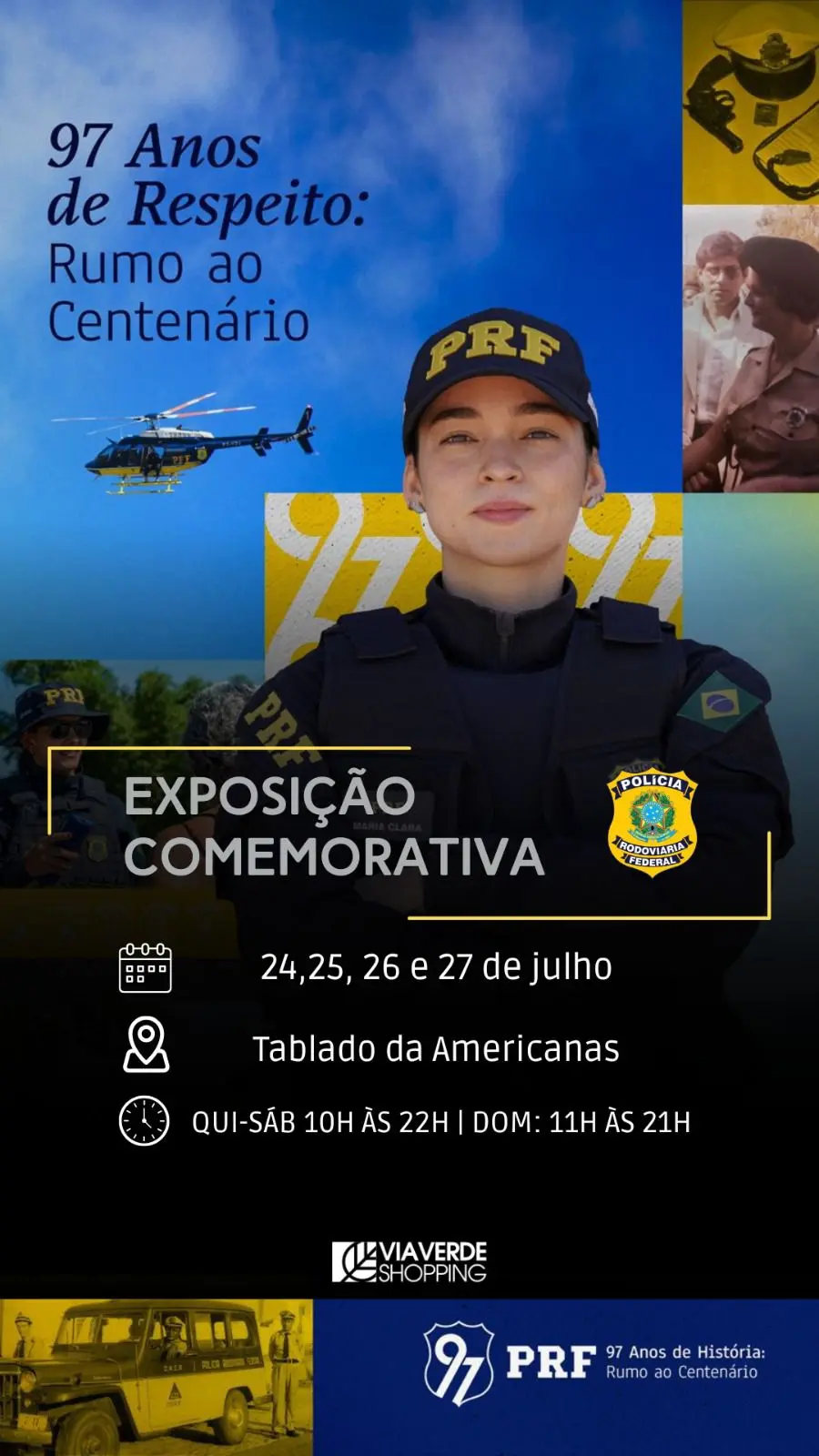 Via Verde Shopping anuncia exposição em homenagem aos 97 anos da Polícia Rodoviária Federal