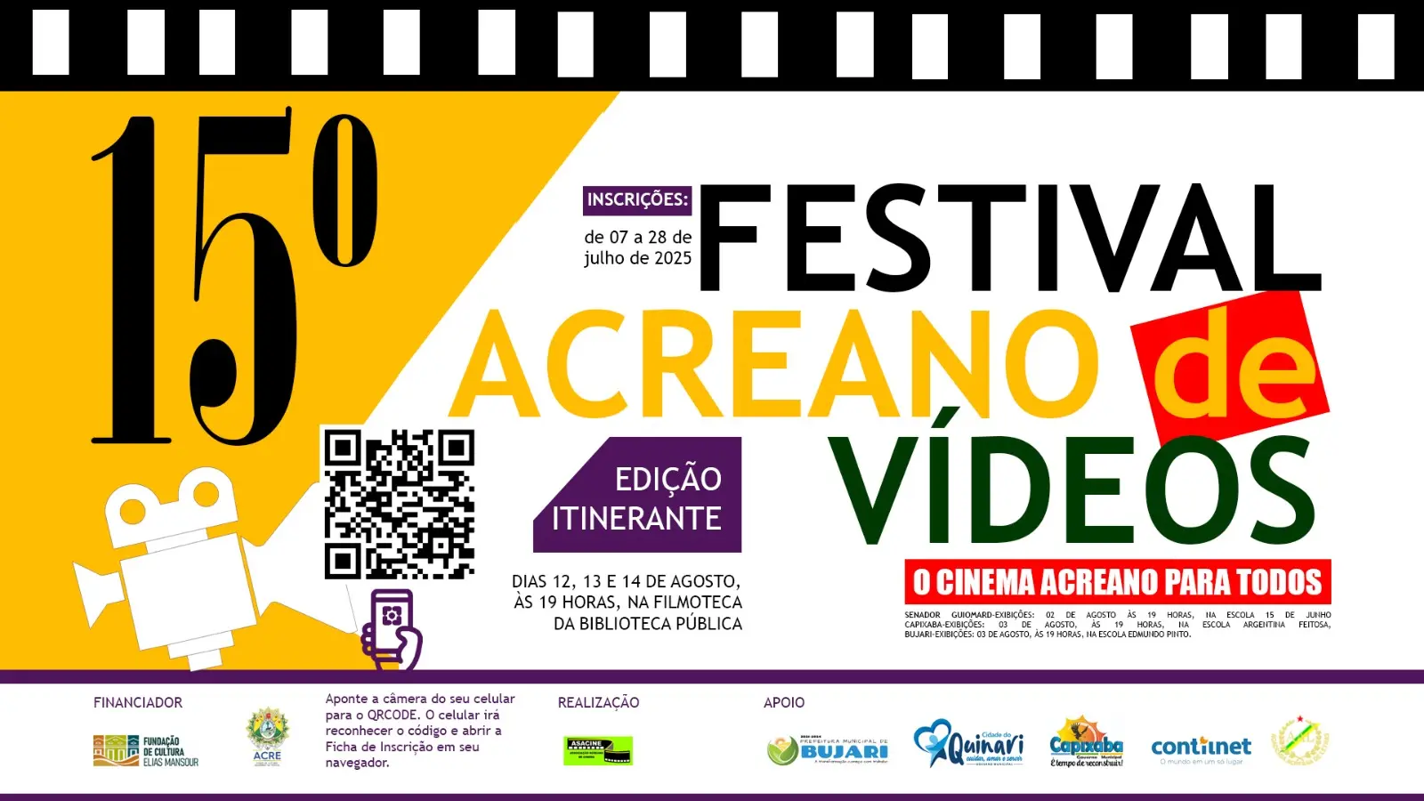 Asacine abre inscrições para o XV Festival Acreano de Vídeos em formato itinerante