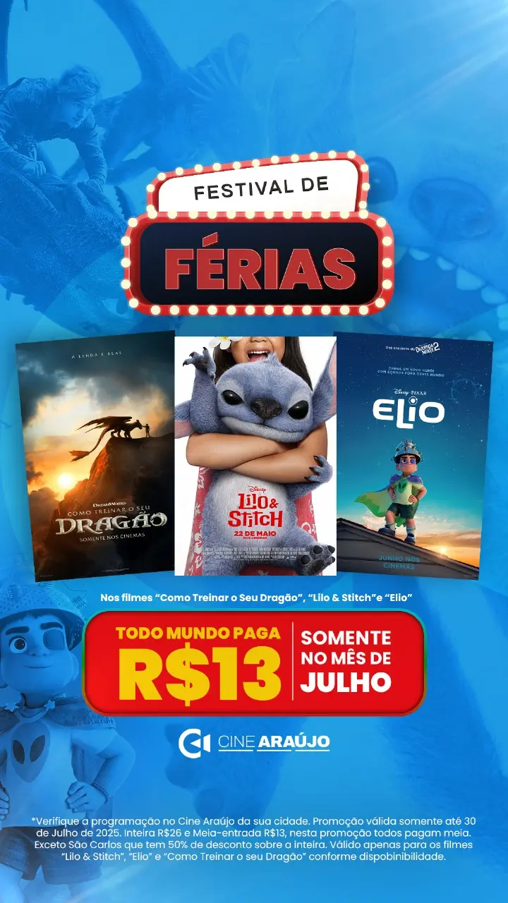 Cine Araújo promove Festival de Férias com sessões promocionais e grandes estreias no Via Verde Shopping