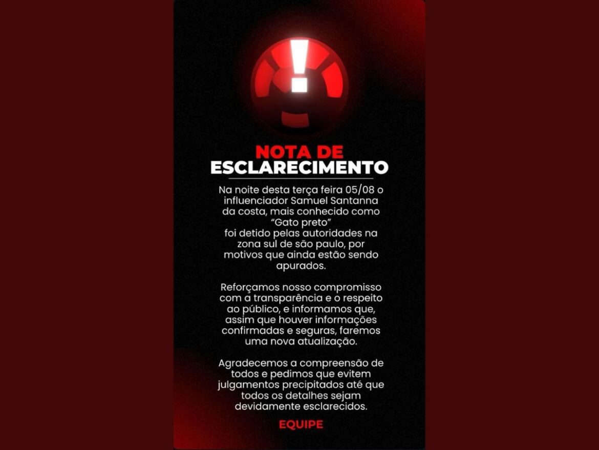 assessoria-confirma-prisao-de-gato-preto:-“pedimos-que-evitem-julgamentos”