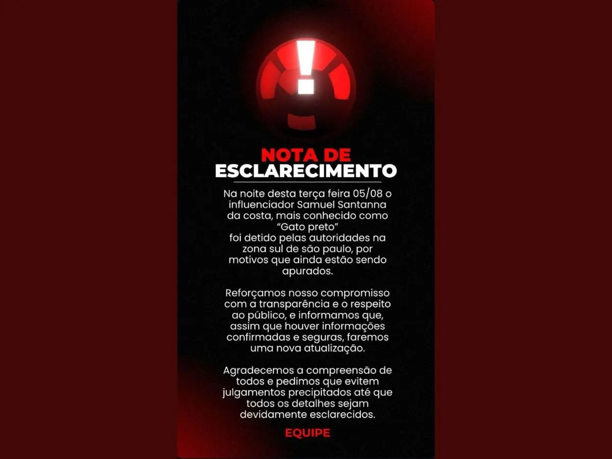 Assessoria confirma prisão de Gato Preto: “Pedimos que evitem julgamentos”