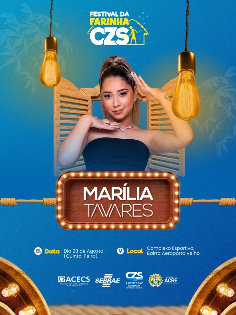 Festival da farinha de Cruzeiro do Sul: cantora Marília Tavares convida a população para participar de seu show