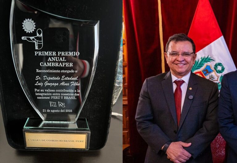 Em Lima, Gonzaga é homenageado pela Câmara de Comércio Brasil-Peru pela luta em prol da integração comercial