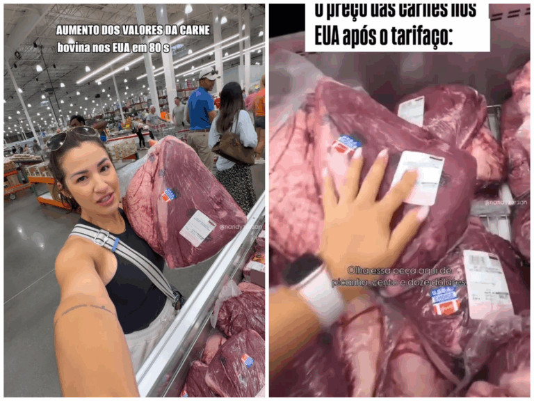 Influenciadora brasileira mostra carne a mais de 200 dólares nos EUA: ‘Dobrou de preço’