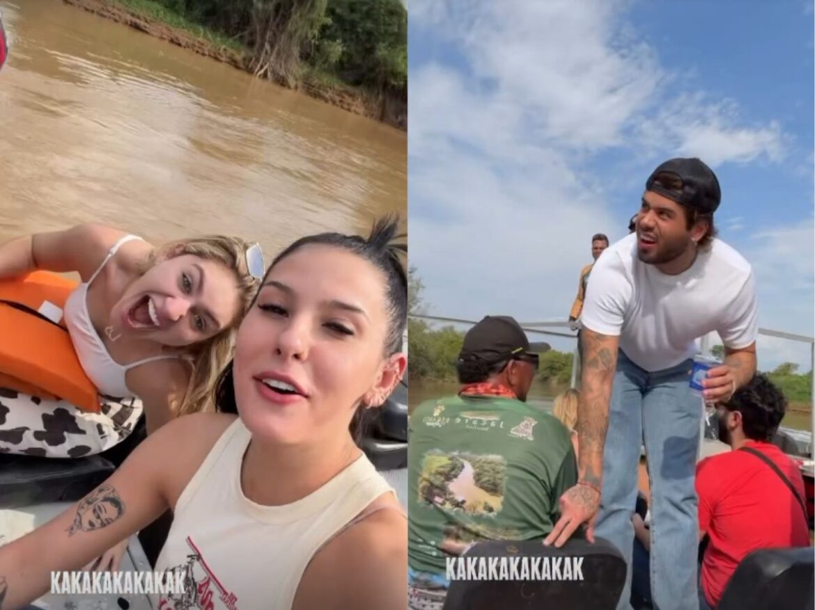 ana-castela-e-ze-felipe-desembarcam-no-pantanal-com-poliana,-leonardo-e-amigos