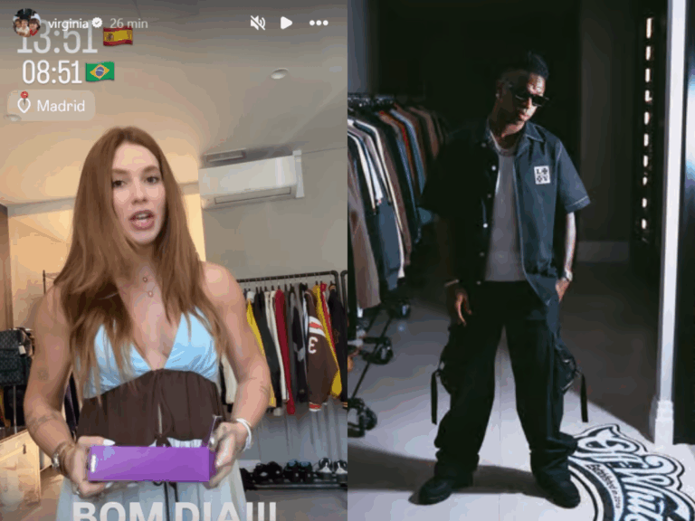 Que roupas são essas? Em Madrid, Virginia grava vídeo no closet de Vinicius Jr.