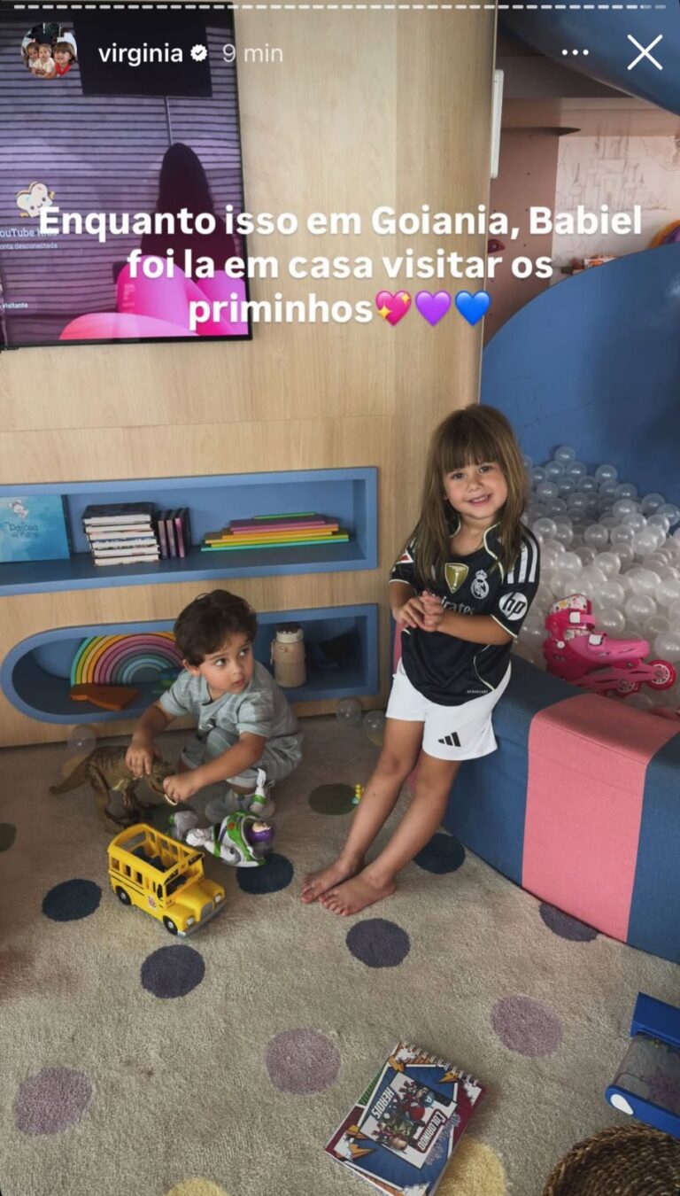 Virginia posta foto de Maria Alice com camiseta do Real Madrid, time de Vini Jr.