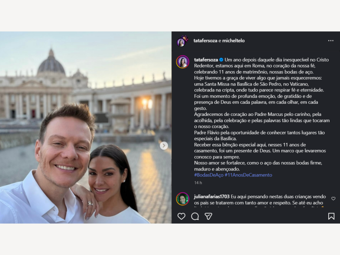bodas-de-aco:-michel-telo-e-thais-fersoza-comemoraram-11-anos-de-casados-em-roma